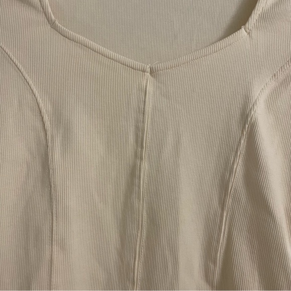 Maeve Anthropologie Ivory Cream Ribbed Sweetheart Top - Picture 4 of 7